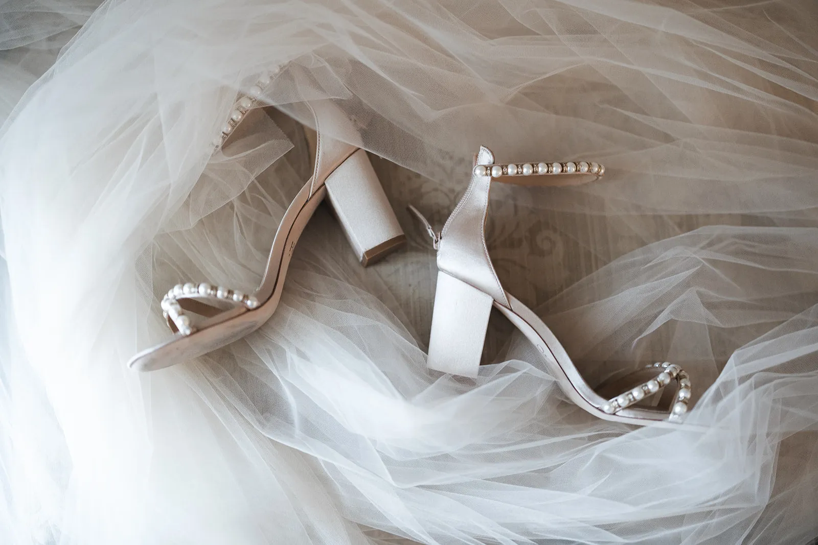 Alexene - Nude Pearl Low Block Bridal Heel