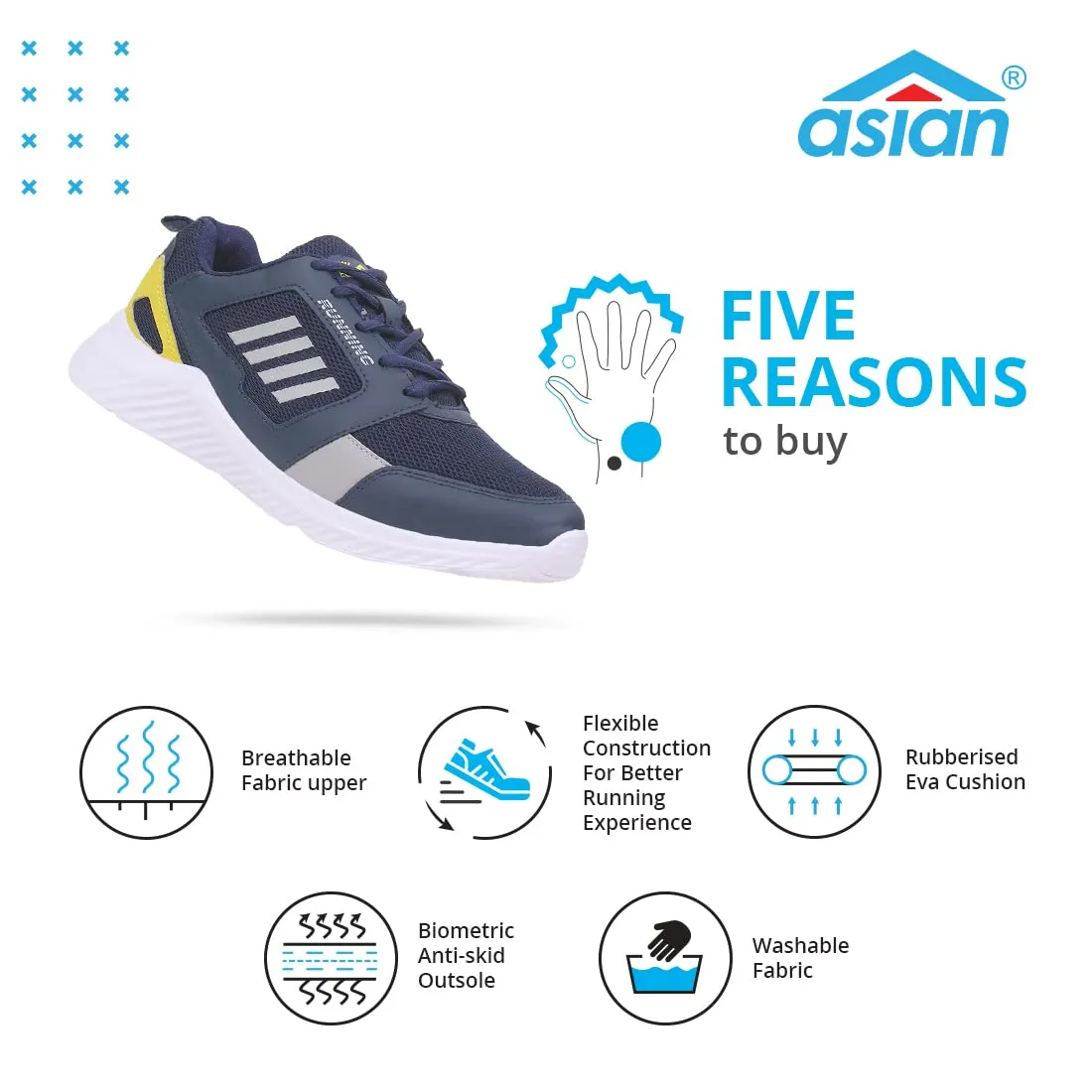 ASIAN Wonder-13 Pro Running, Walking, Gym Lightweight Eva Sole with Extra Jump Sneaker Shoes for Men & Boys 7 UK