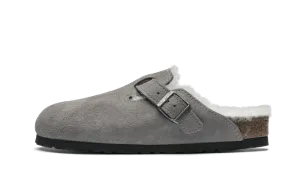 Birkenstock Boston Shearling Suede Stone Coin