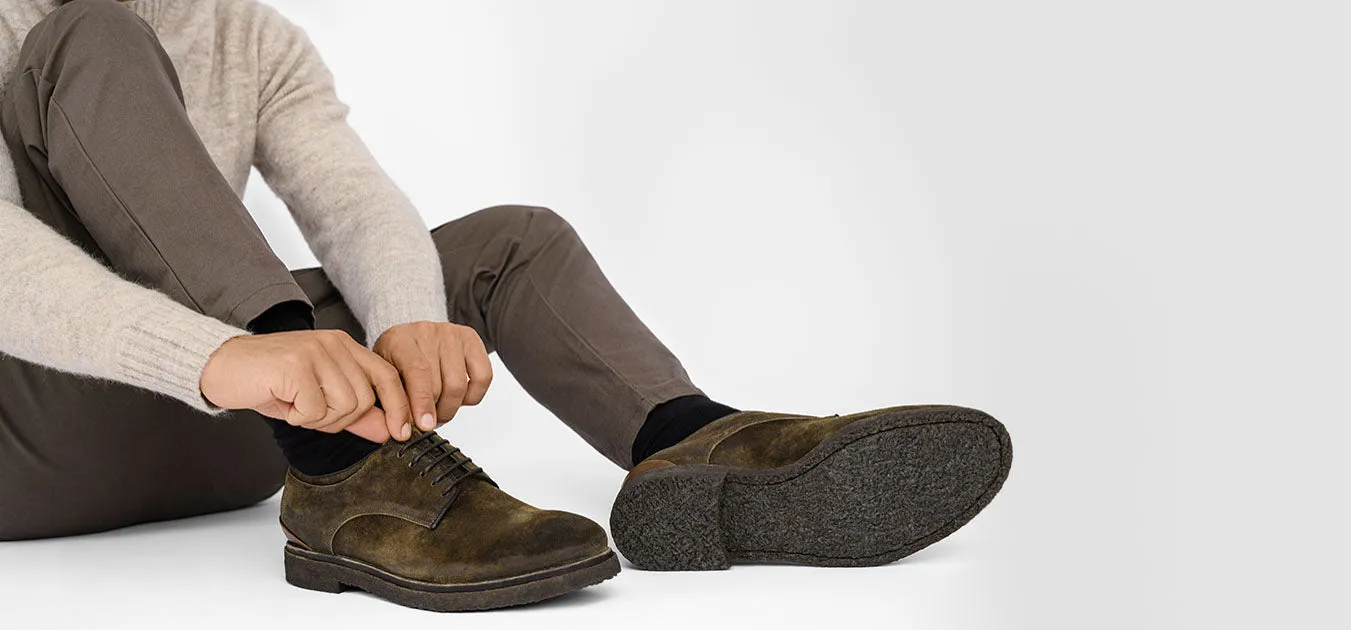 BROMPTON tundra-brown suede derby shoes.