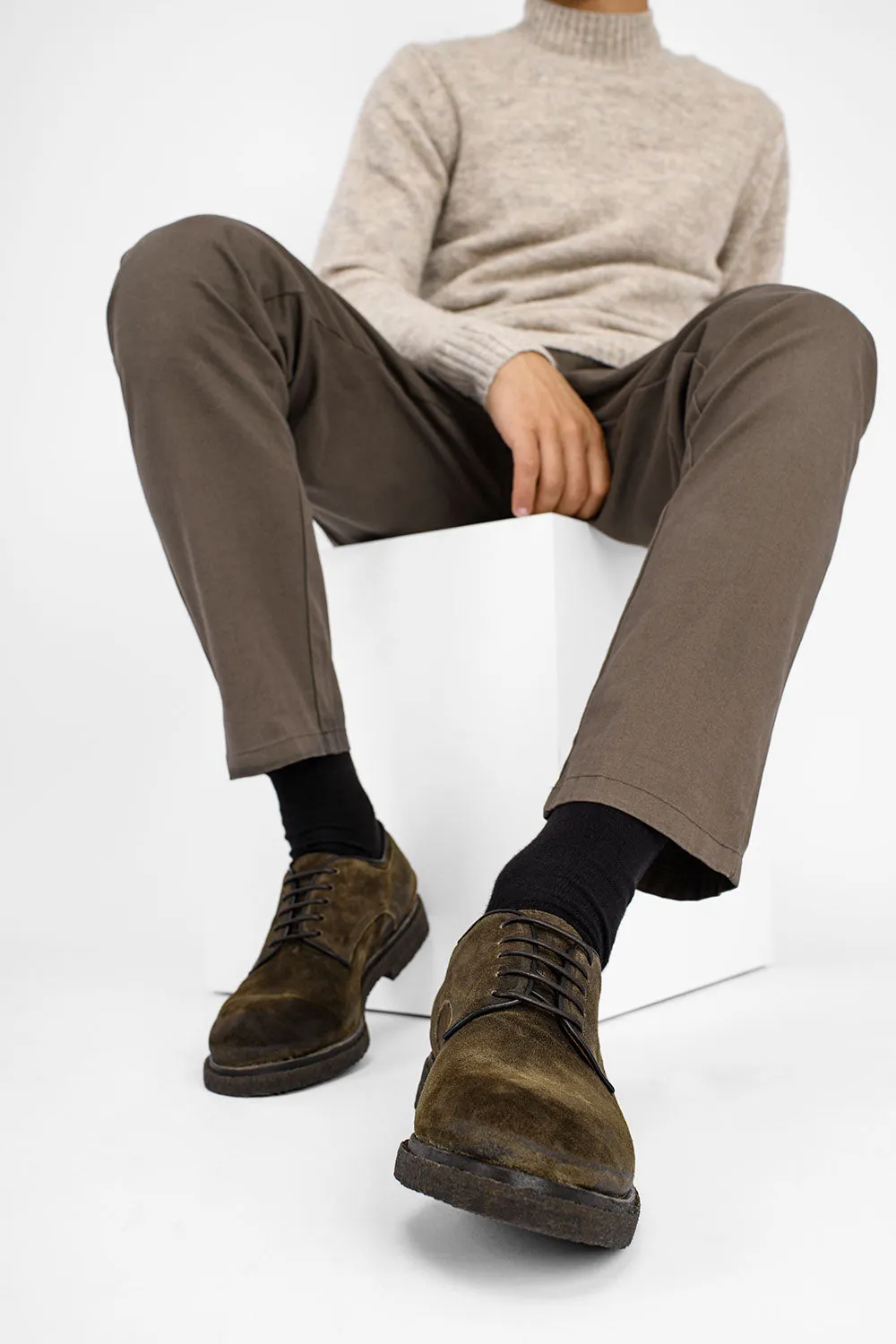 BROMPTON tundra-brown suede derby shoes.