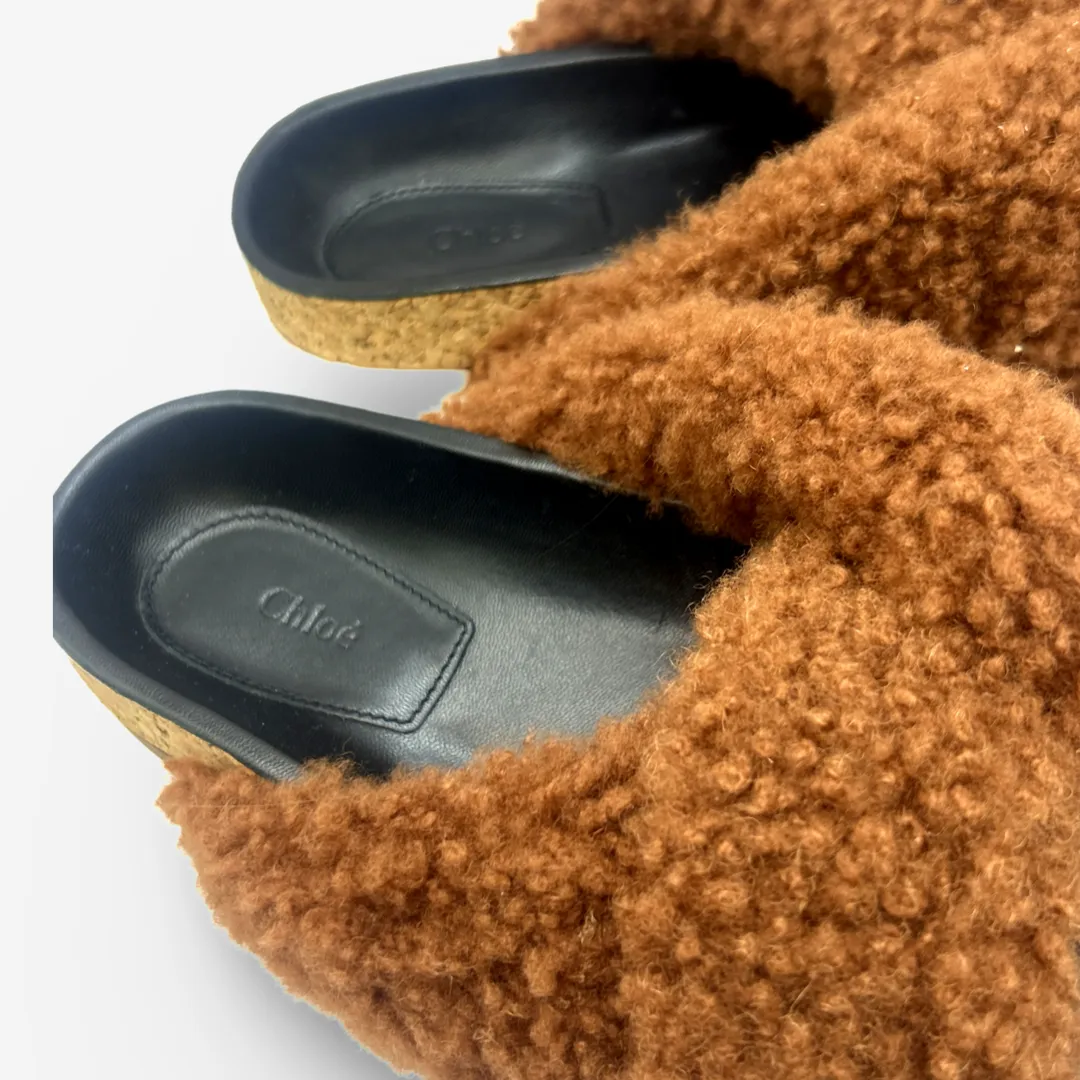 Chloe Women's Brown Teddy Sliders