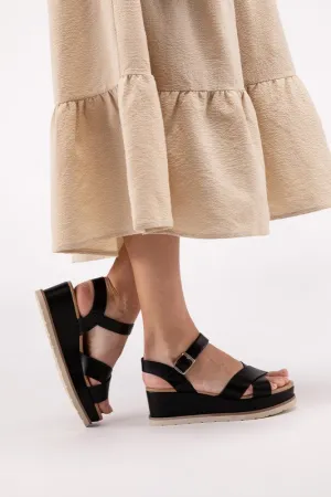 Clever Cross Strap Wedge Sandals