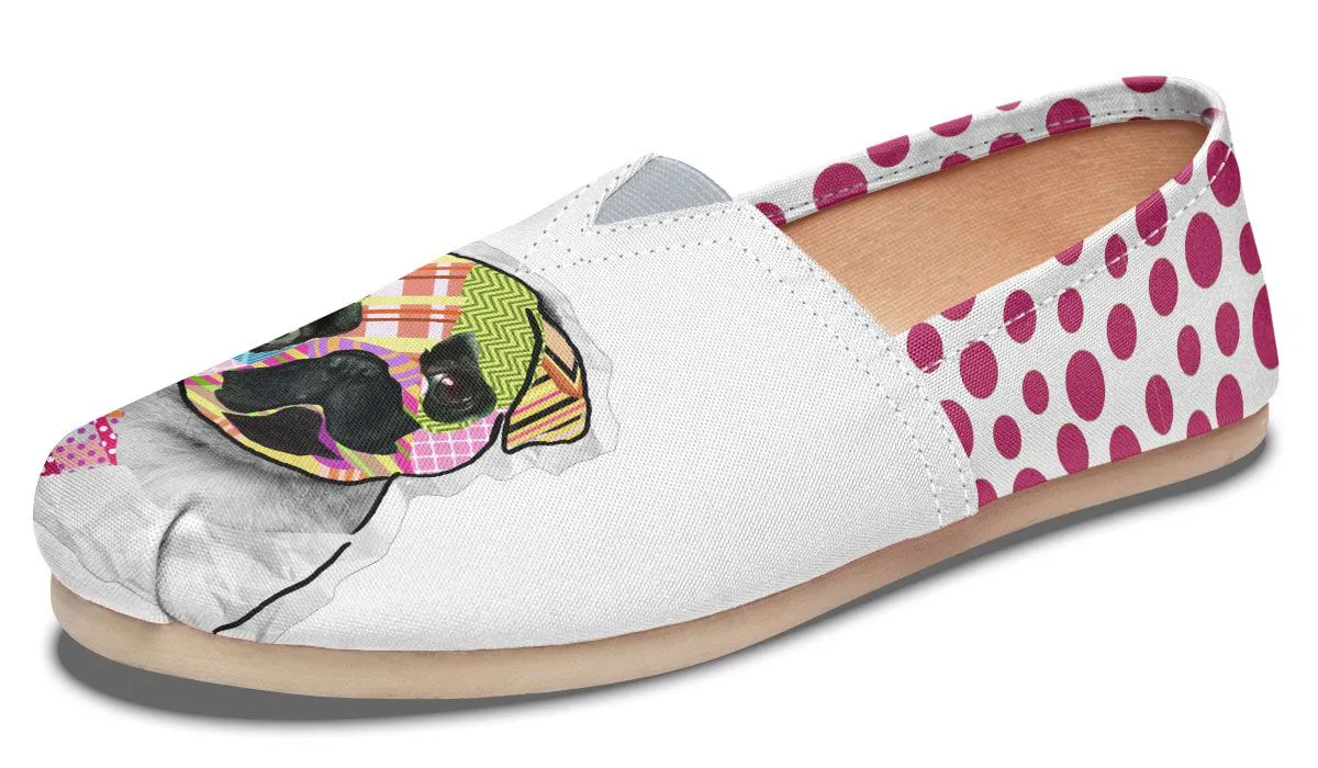 Collage Pup Pug Casual Shoes