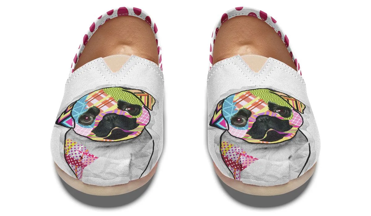 Collage Pup Pug Casual Shoes