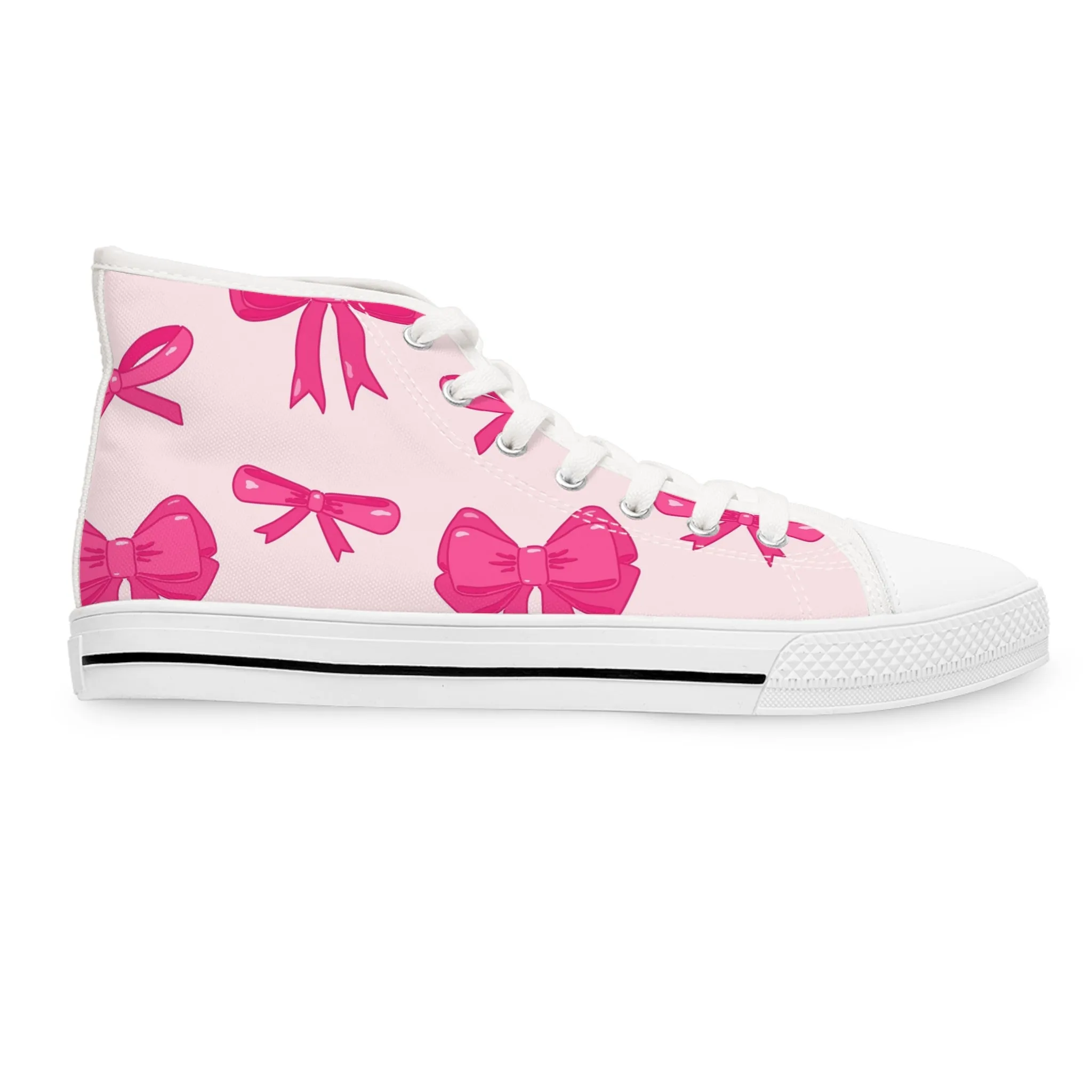 Cute Pink Ribbon Women's High Top Sneakers