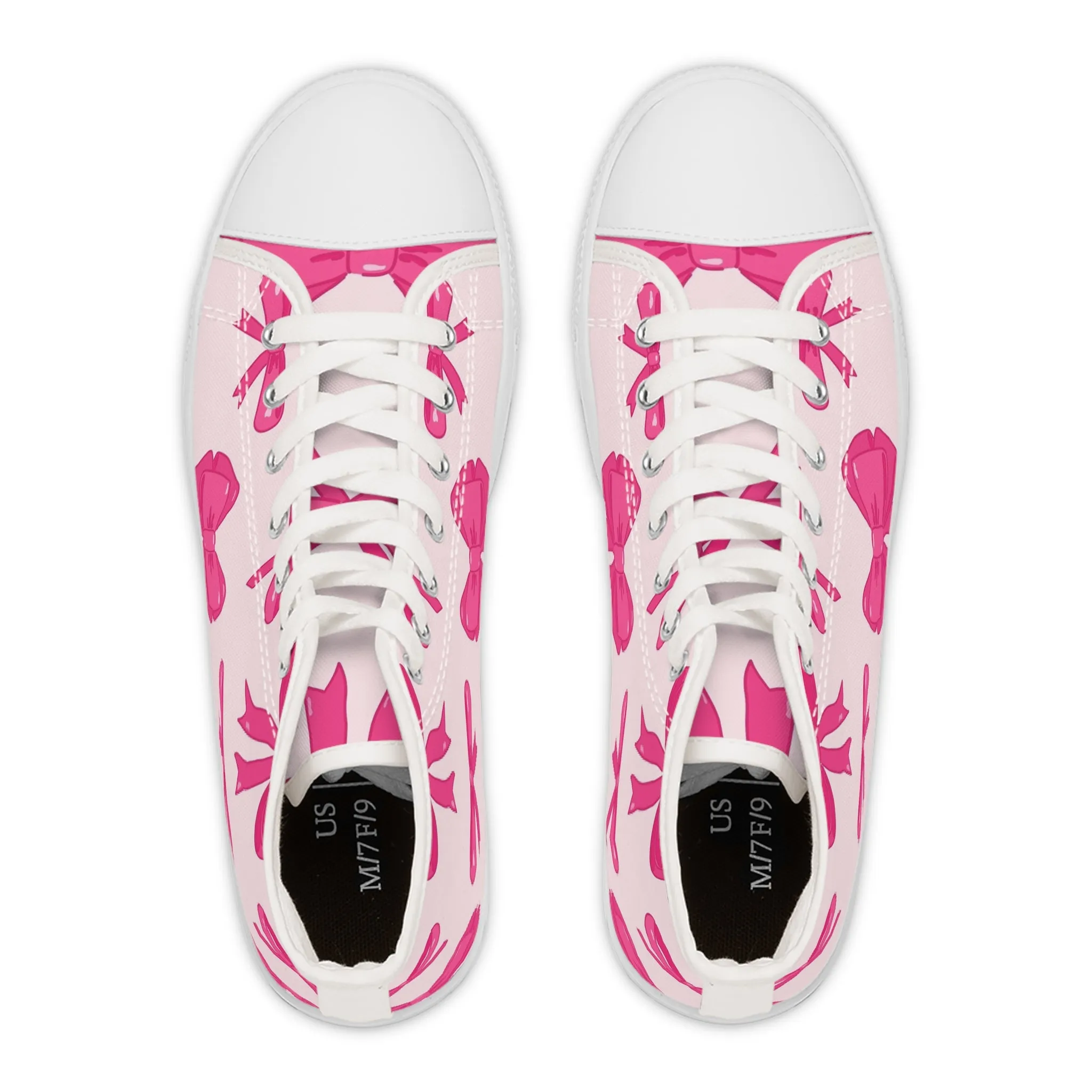 Cute Pink Ribbon Women's High Top Sneakers