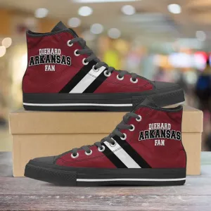 Diehard Arkansas Fan Canvas High Top Shoes