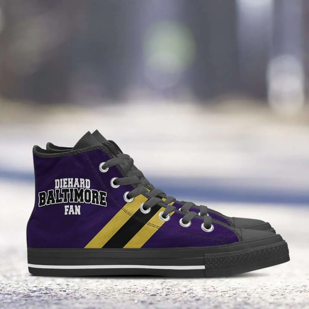 Diehard Baltimore Fan Canvas High Top Shoes
