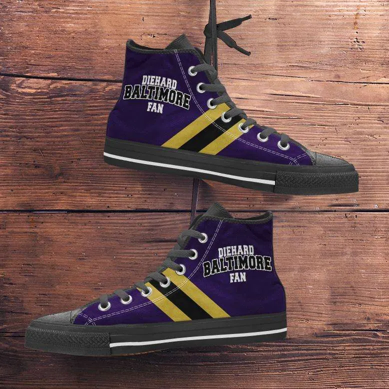 Diehard Baltimore Fan Canvas High Top Shoes