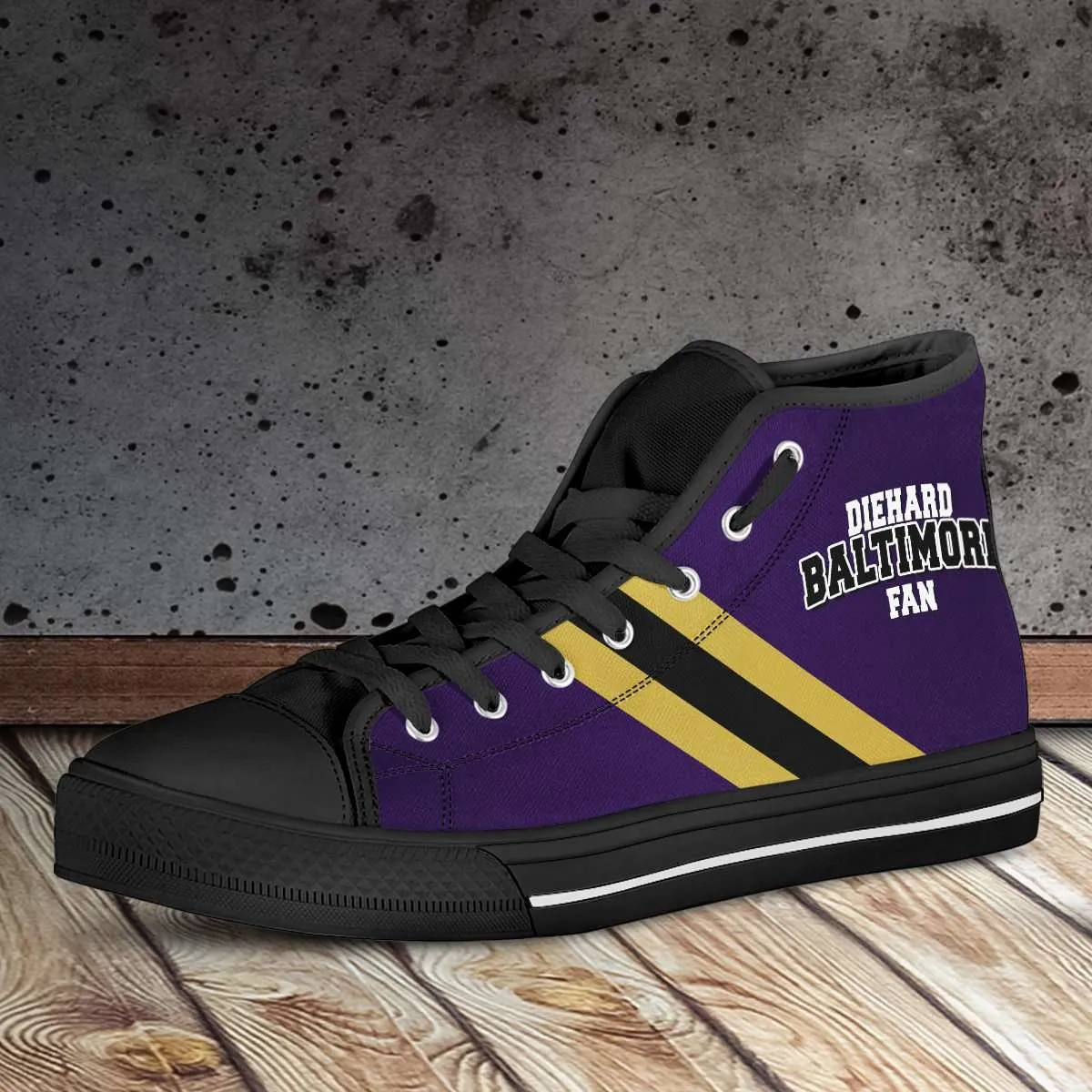 Diehard Baltimore Fan Canvas High Top Shoes