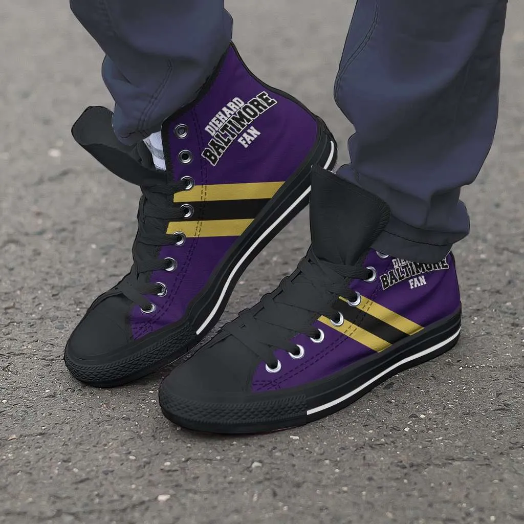 Diehard Baltimore Fan Canvas High Top Shoes