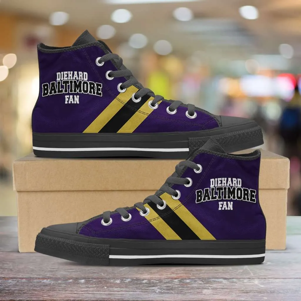 Diehard Baltimore Fan Canvas High Top Shoes