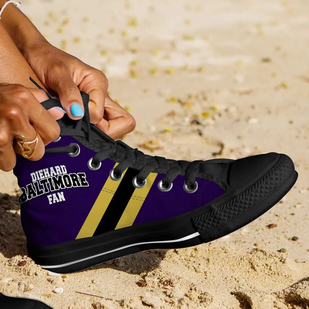 Diehard Baltimore Fan Canvas High Top Shoes