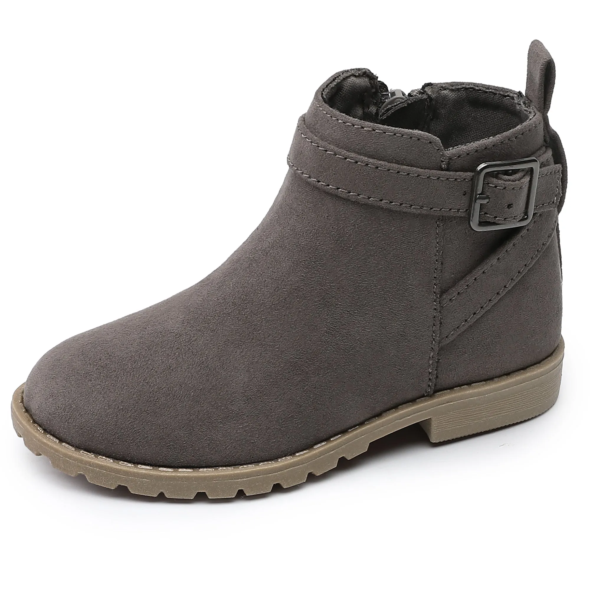 Girls Ankle Boots Suede Leather Side Zipper Low Heels short (toddler/littile kids)