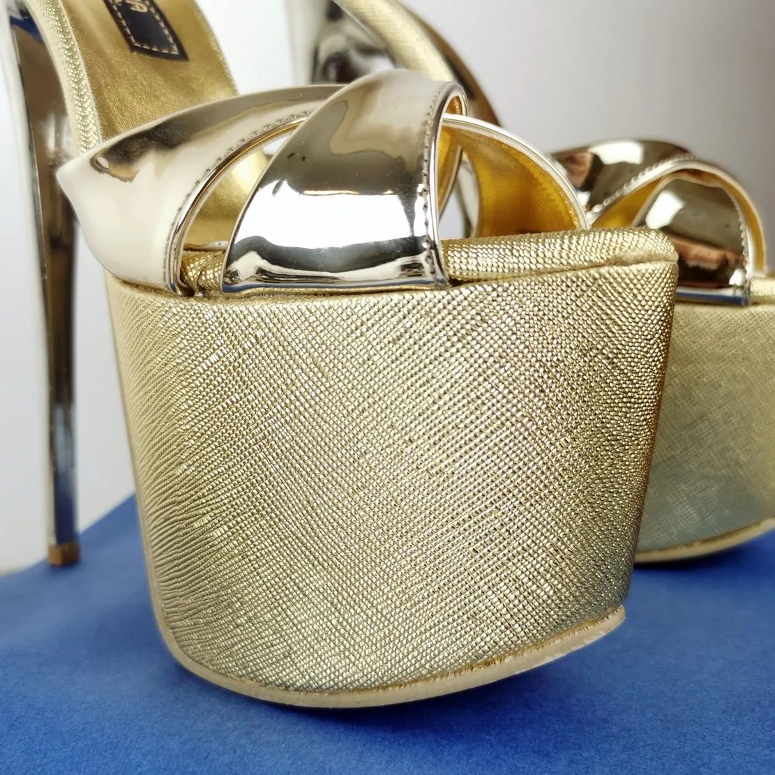Gold Mirror High Heel Mules