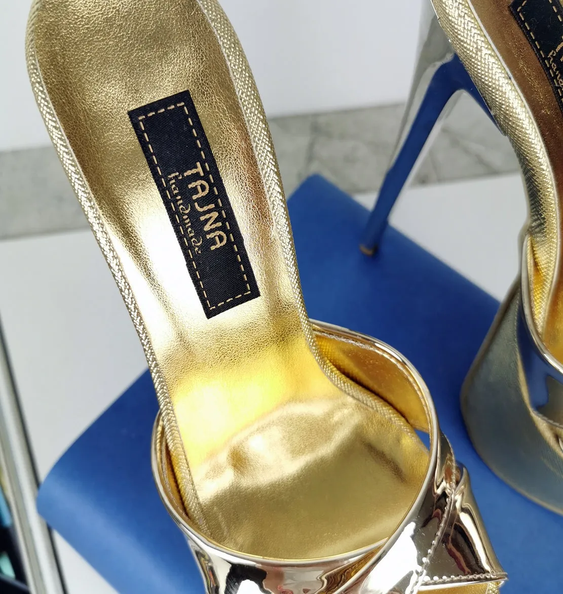 Gold Mirror High Heel Mules