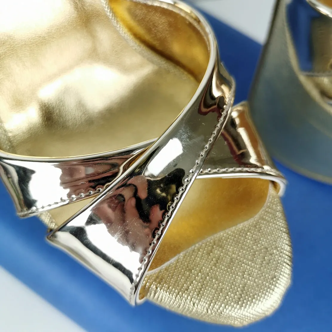 Gold Mirror High Heel Mules