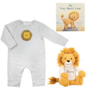 Jellycat The Very Brave Lion Personalised Gift Set Cream