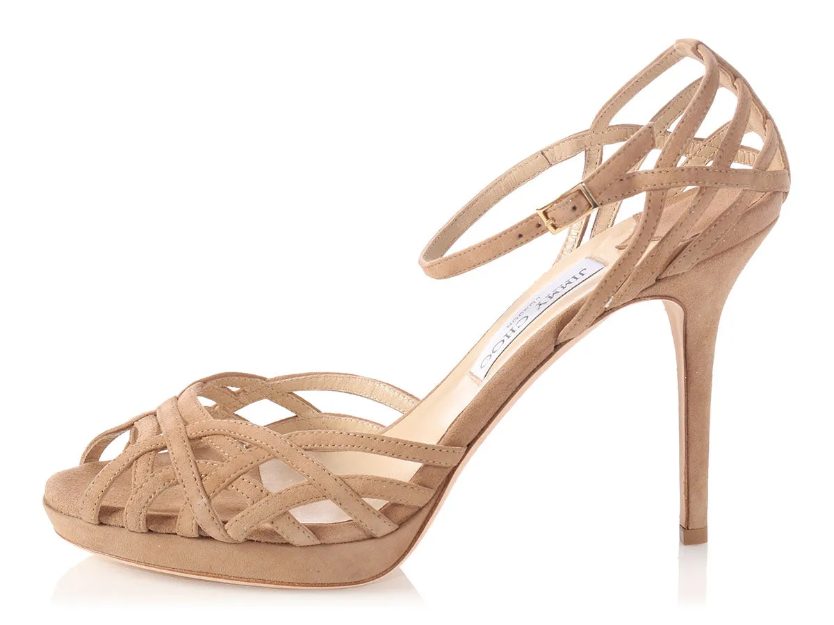 Jimmy Choo Brown Suede Strappy Sandals