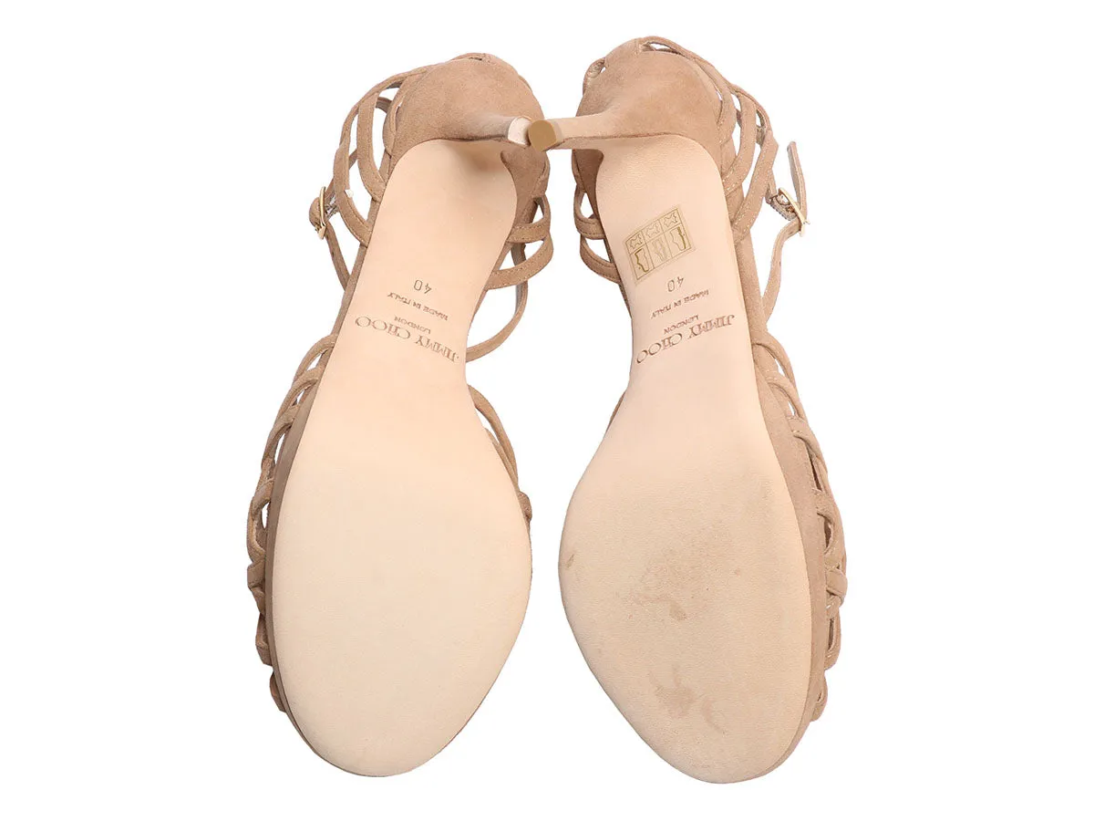 Jimmy Choo Brown Suede Strappy Sandals