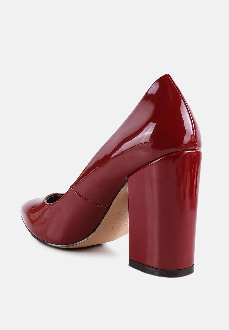 kamira block heeled formal faux leather pumps