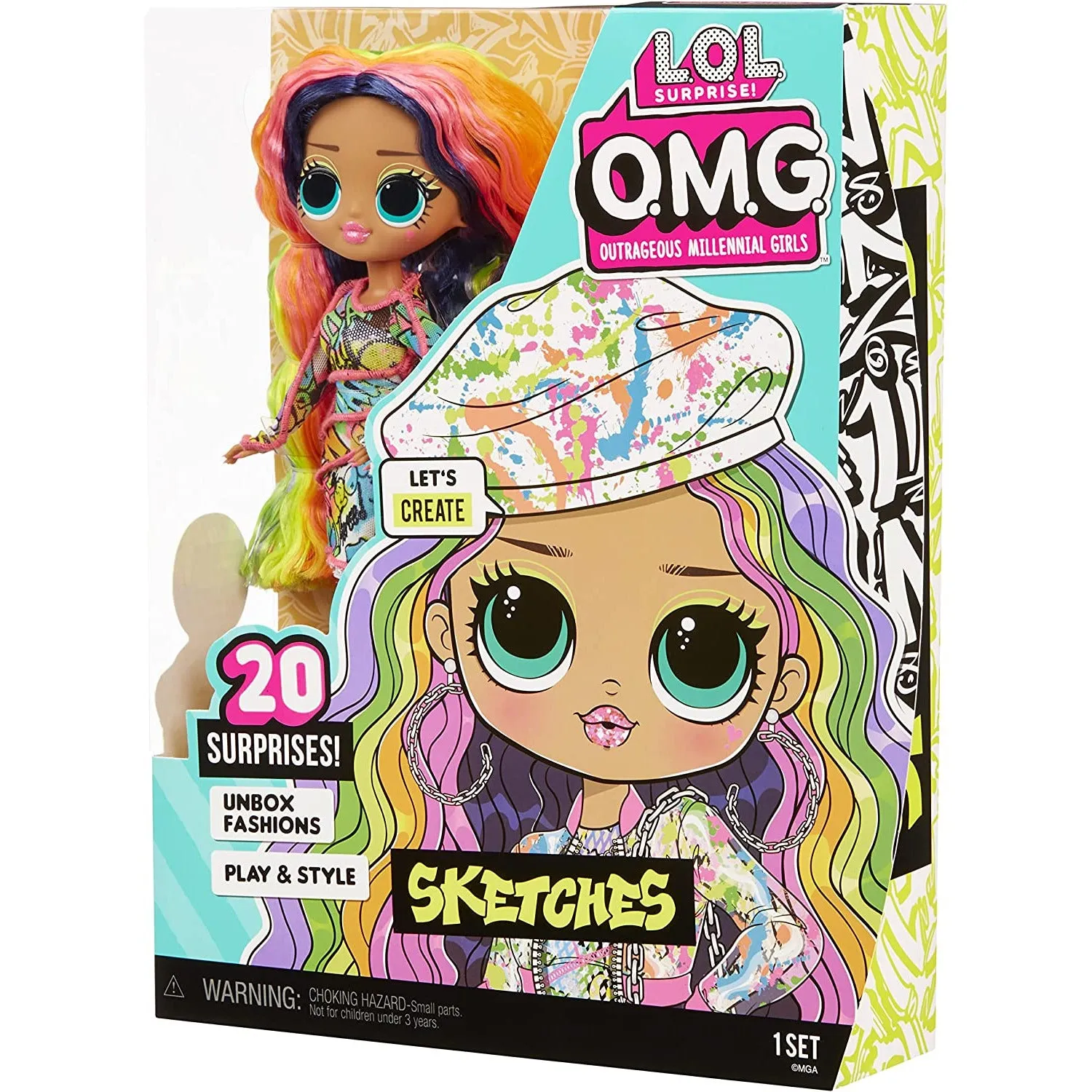 Lol Surprise OMG Sketches Fashion Doll with 20 Surprises Multicolor Age- 3 Years & Above