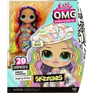 Lol Surprise OMG Sketches Fashion Doll with 20 Surprises Multicolor Age- 3 Years & Above