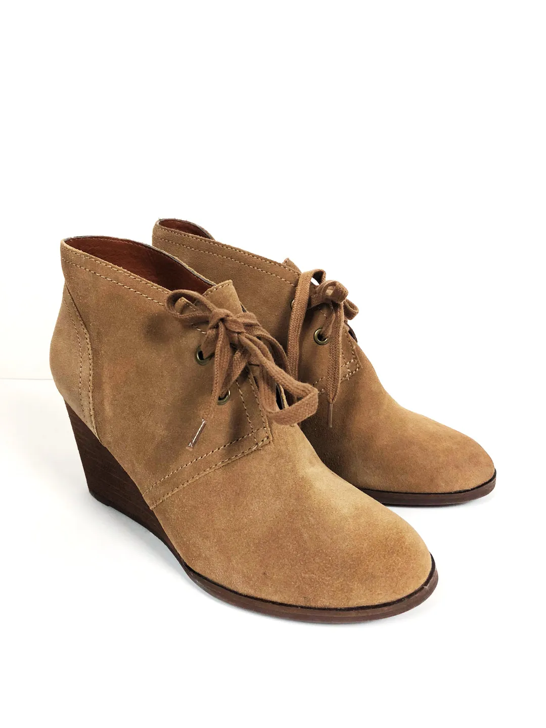 Lucky Brand ‘Sway’ Honey Oiled Suede Wedge Ankle Boots Booties 9.5 NWT! $99
