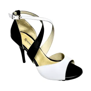 Luna - Black & White Leather Tango Shoes