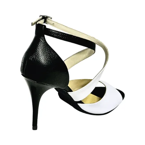 Luna - Black & White Leather Tango Shoes