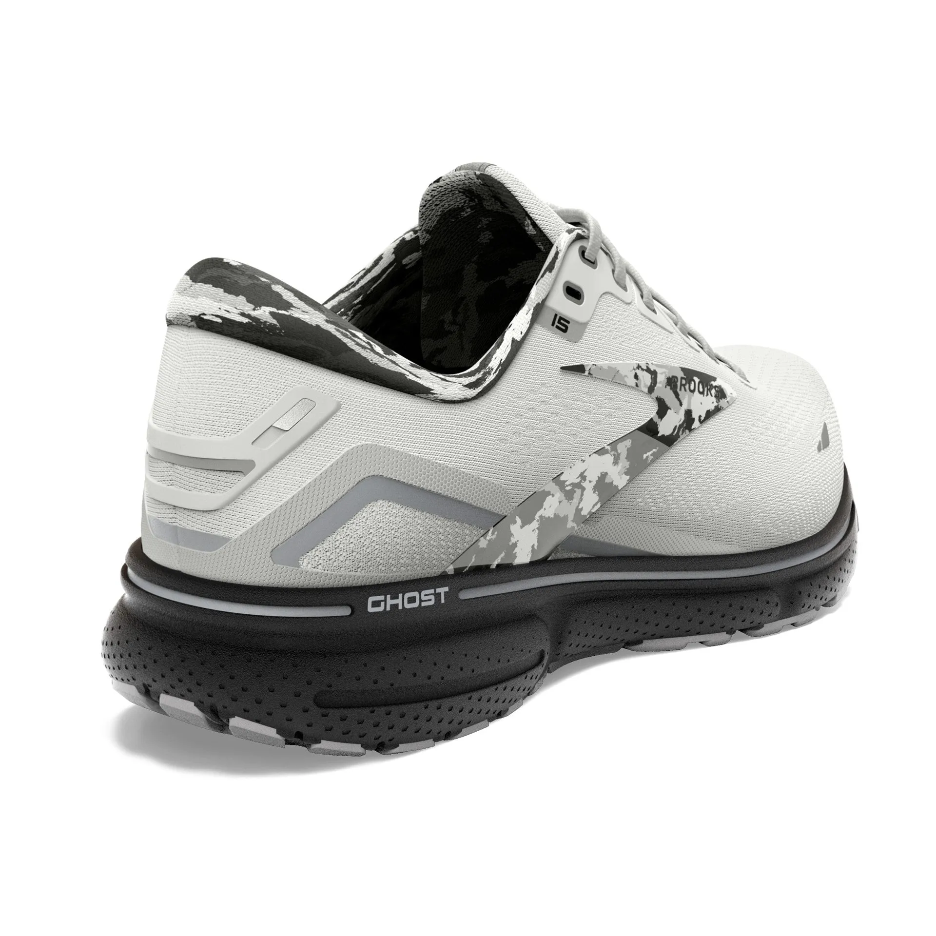 MENS BROOKS GHOST 15 - WHITE/EBONY/BLACK