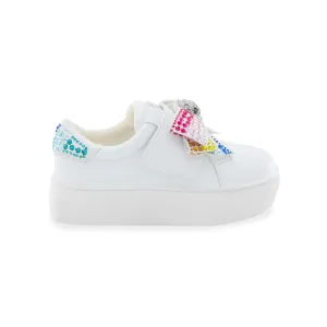 Mini Laney Bow Sneaker - Big Kid White Multi