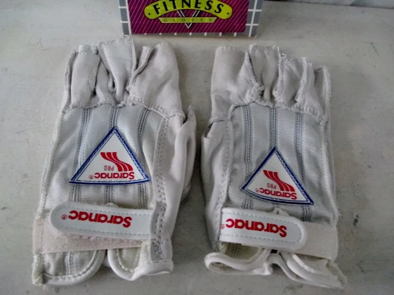 NEW Mens SARANAC Leather Workout Cycling Aerobics Fitness Gloves WHITE M