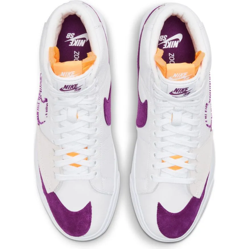 Nike SB Zoom Blazer Mid Edge Skateboarding Shoe - White/Viotech-White