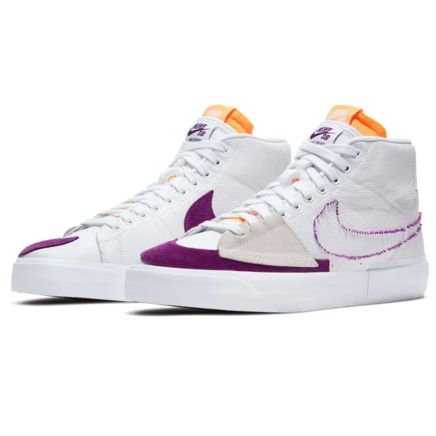 Nike SB Zoom Blazer Mid Edge Skateboarding Shoe - White/Viotech-White