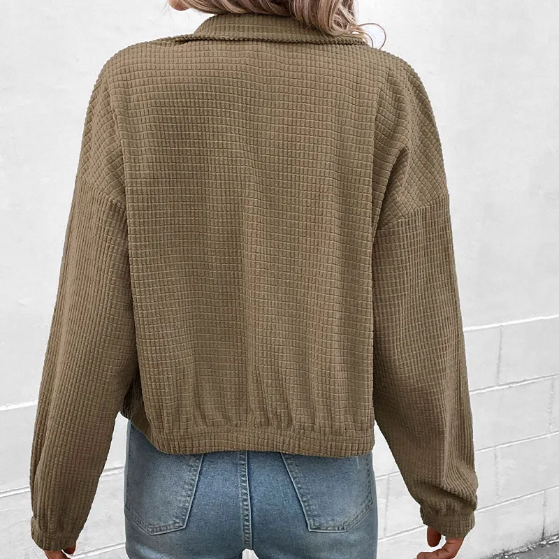 PEOPLETERRITORY Europe, America  Women's Clothing New Autumn and Winter New  Stand-Up Jacket Corduroy Europe and America Short Jacket Women