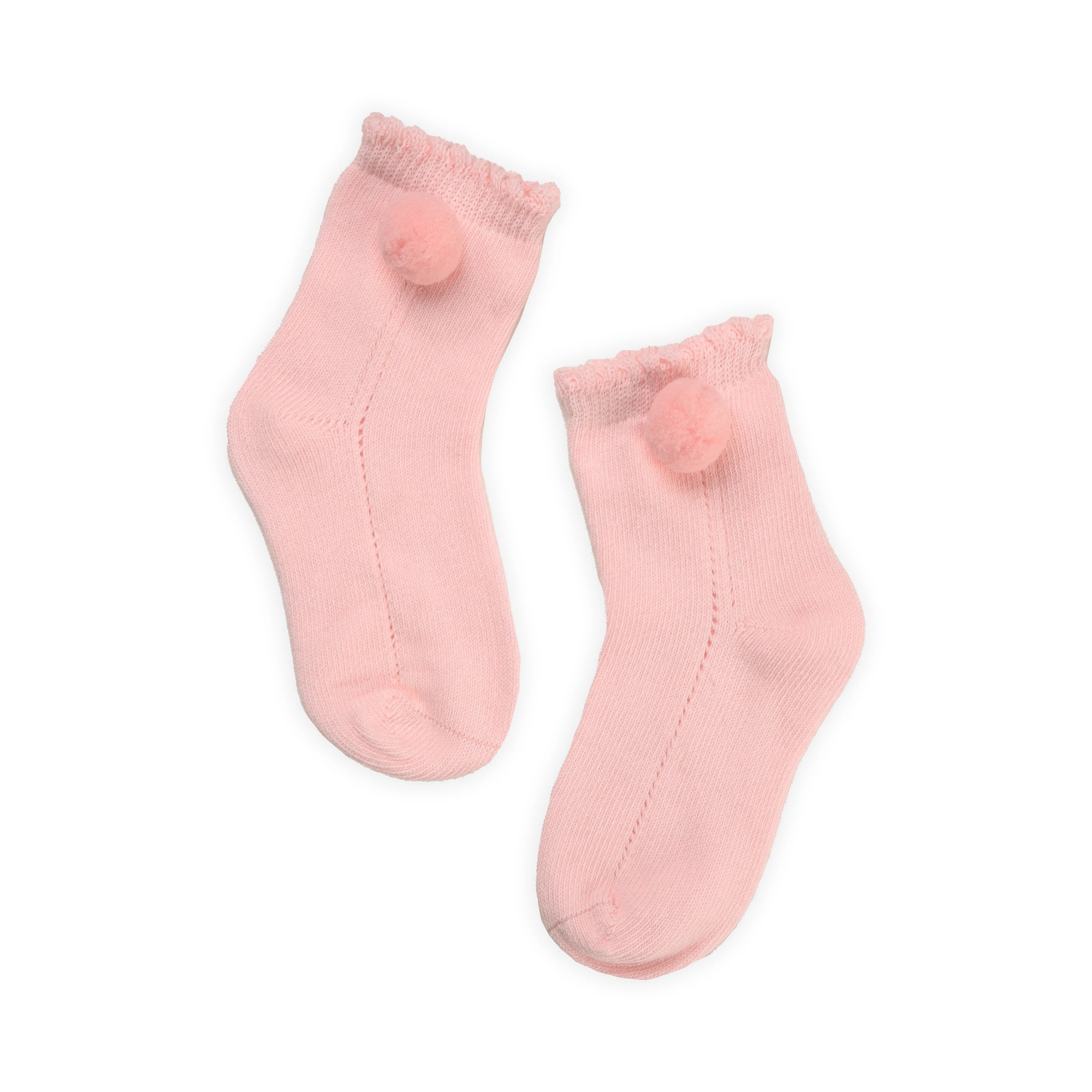 Pink & White Pom Pom Socks Pack Of 2