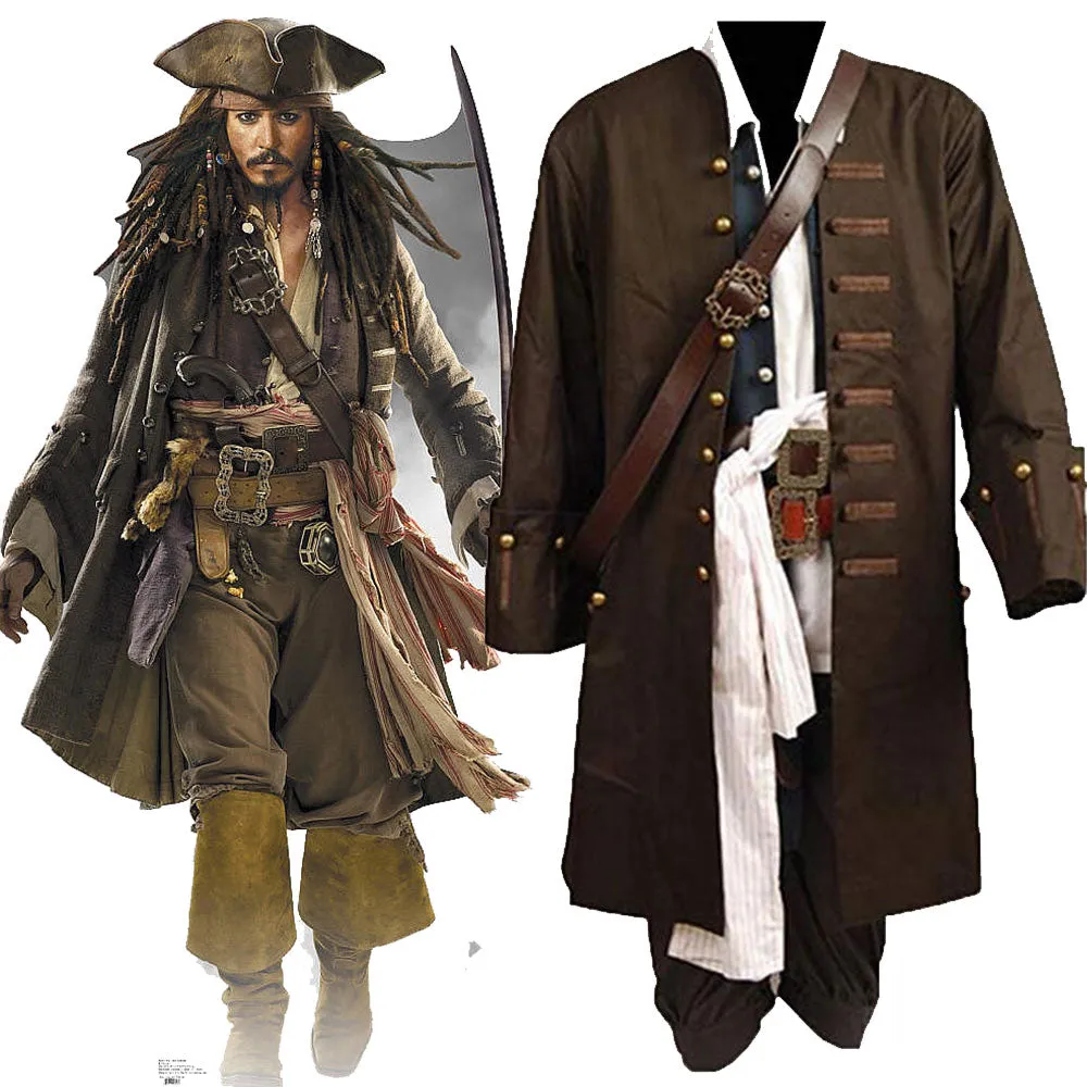 Pirates of the Caribbean Jack Sparrow Halloween Cosplay Costume