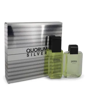Quorum Silver by Puig Gift Set -- 3.4 oz Eau De Toilette Spray   3.4 oz After Shave for Men