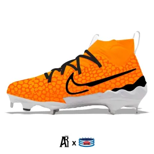"Orange Grinch" Nike Alpha Huarache NXT Baseball Cleats by Stadium Custom Kicks