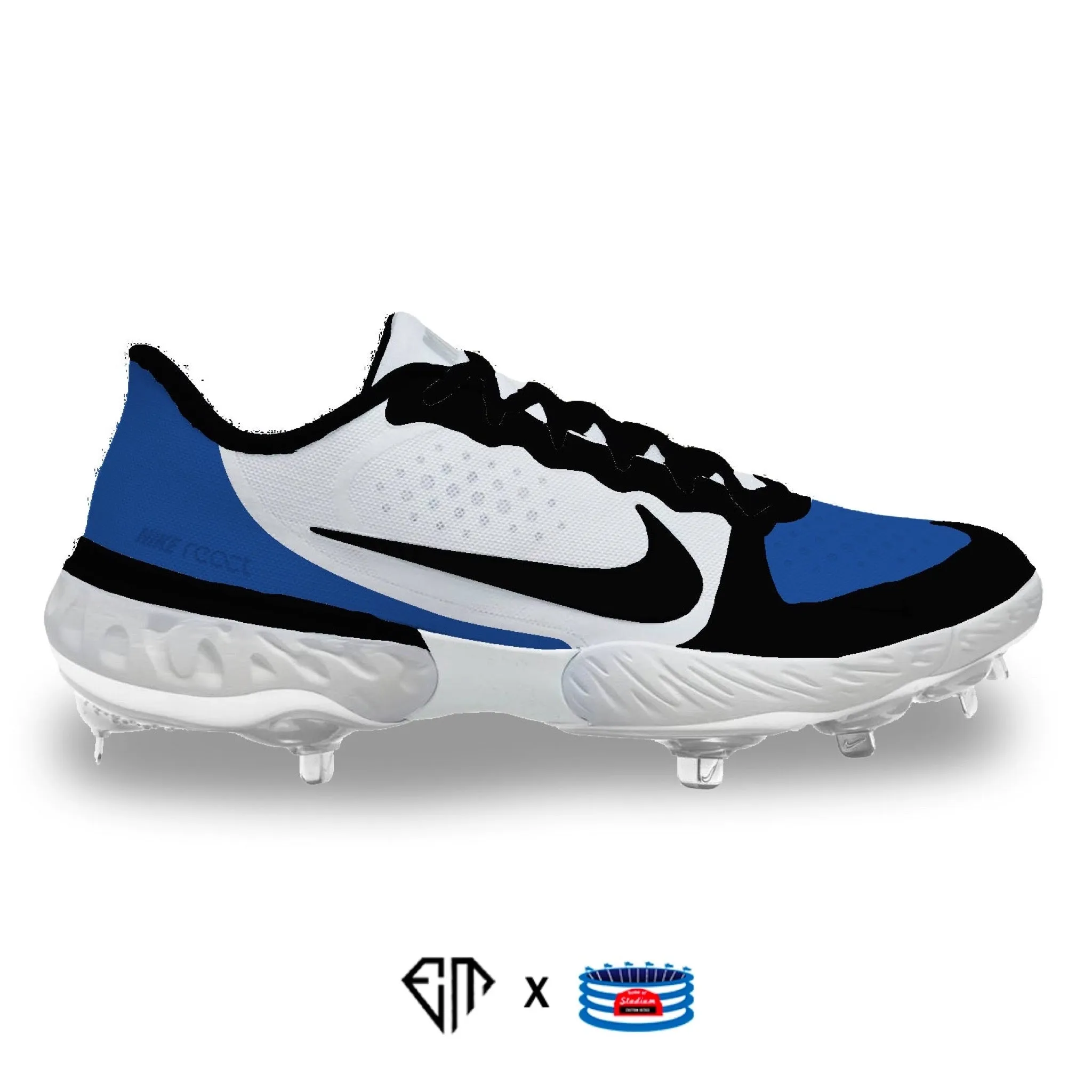 "Royal Toe" Nike Alpha Huarache Elite 3 Cleats by Stadium Custom Kicks