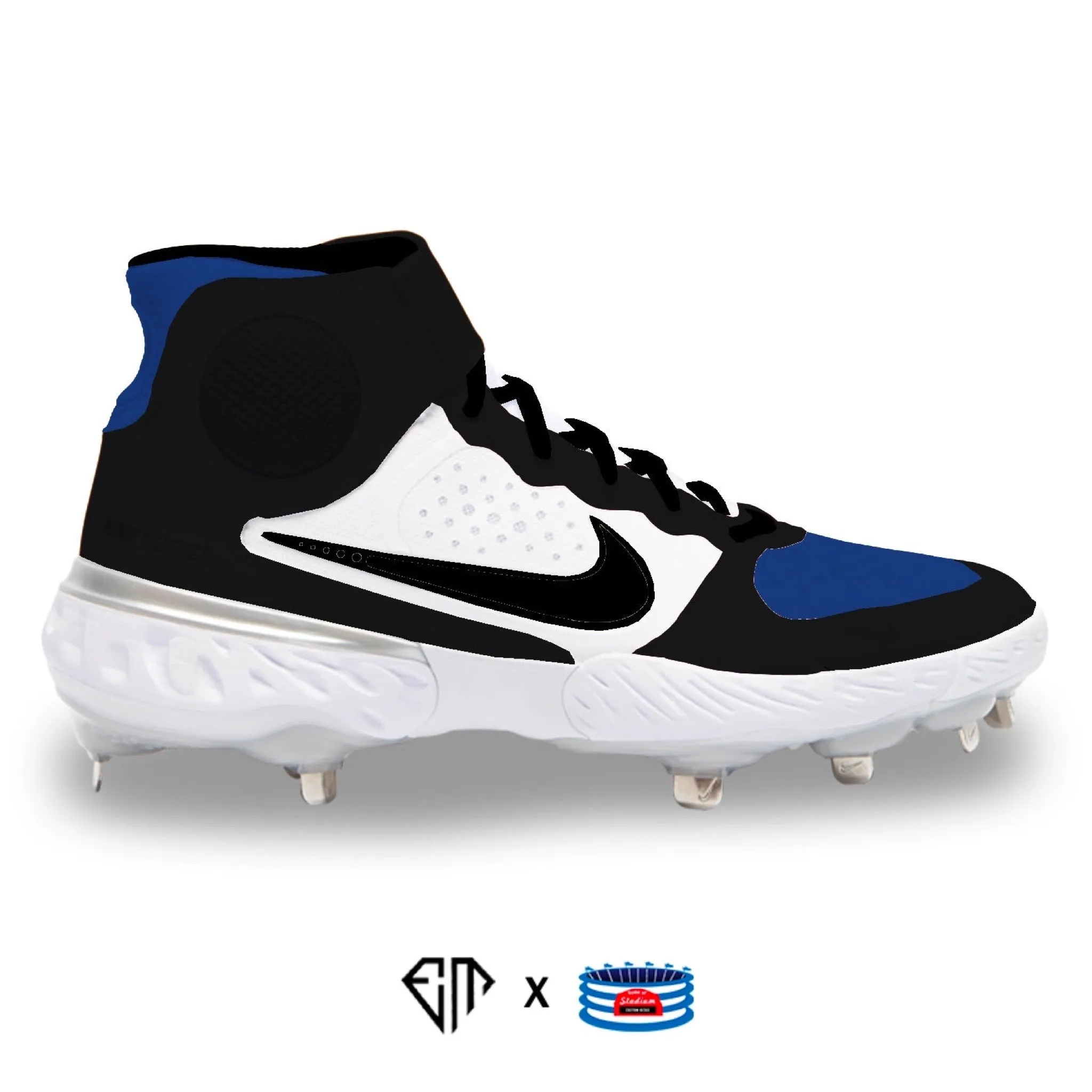 "Royal Toe" Nike Alpha Huarache Elite 3 Cleats by Stadium Custom Kicks