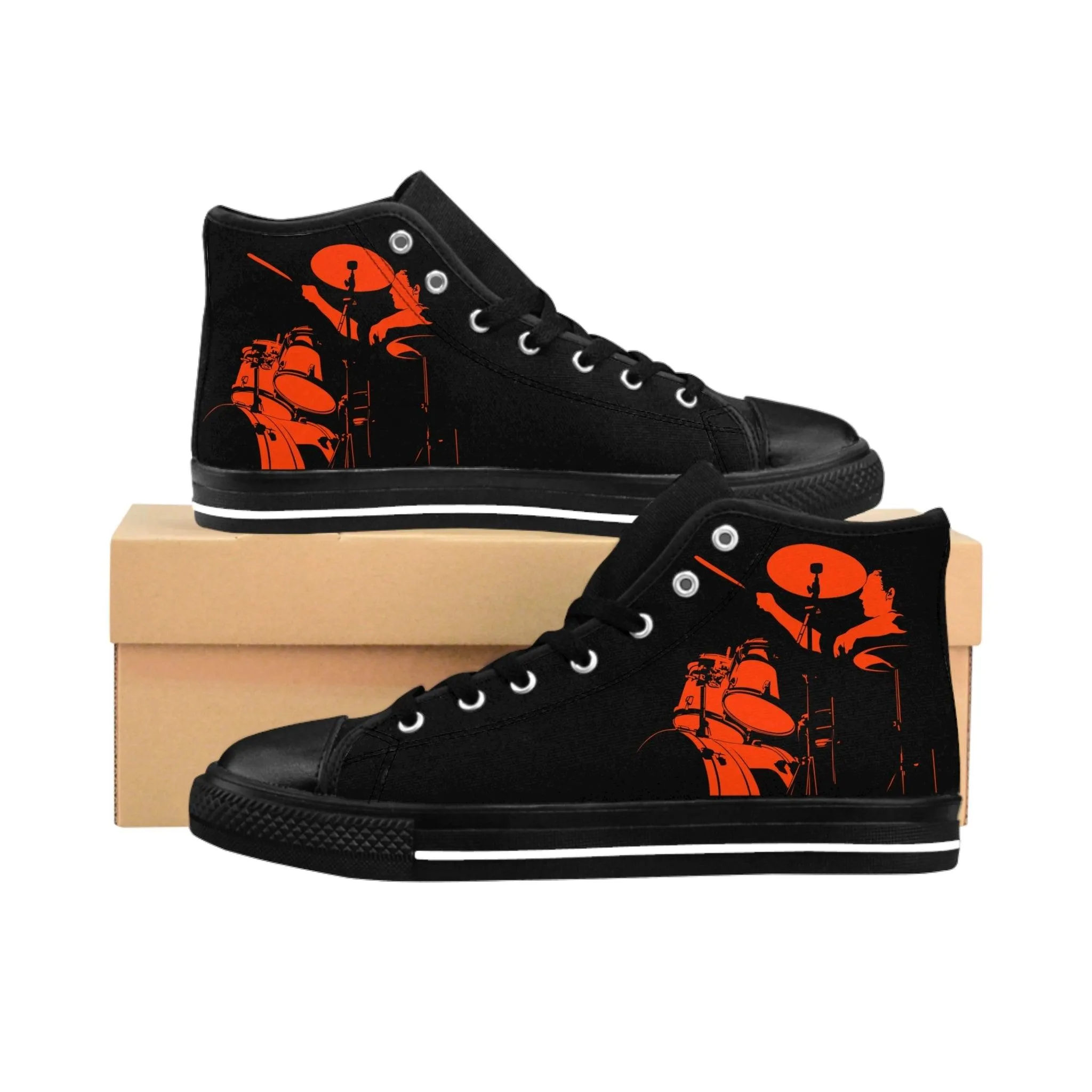 Red Black Drummer Men's Classic Sneakers