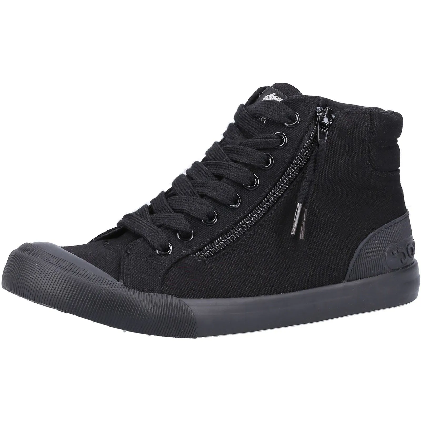 Rocket Dog Jazzin Hi 12A Canvas Black Cotton Female Lace Ladies Shoes