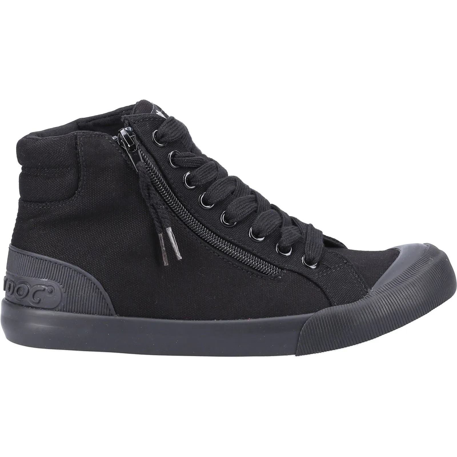 Rocket Dog Jazzin Hi 12A Canvas Black Cotton Female Lace Ladies Shoes