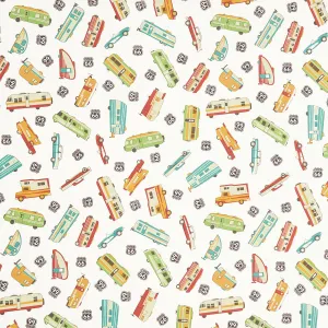 Route 66 - Cars and Campers Main Cream Yardage