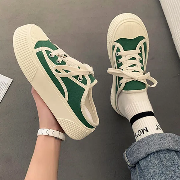 Semi-Slippers Small White Canvas Casual Sneakers