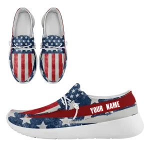 Unique Gift,Personalized  America Flag Sneakers, Custom Patriotic Loafer Shoes,  Canvas Slip On Shoes,
FN018-24020303-4w
