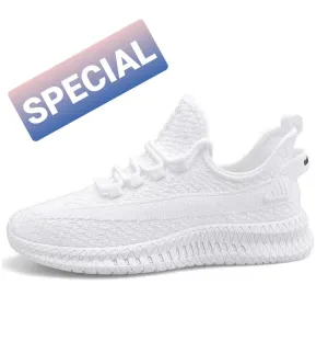 White Woven Running Shoes